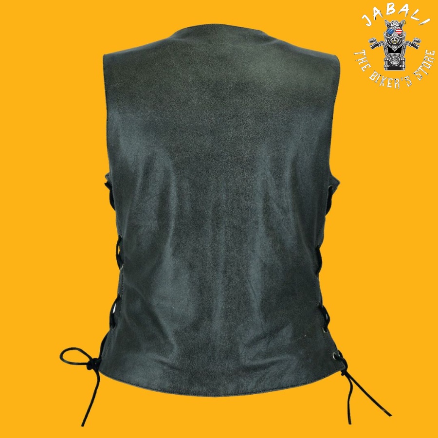 Women Vest Side Laces Grey Jabali The Biker Store 04
