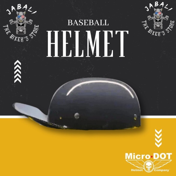 MICROLID CURVE BASEBALL MOTORCYCLE HELMET BLACK GLOSS
