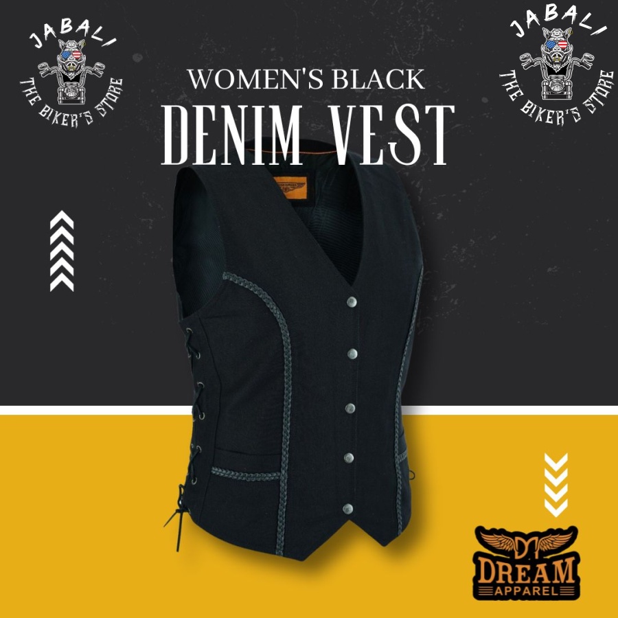 Women's Black Denim Vest