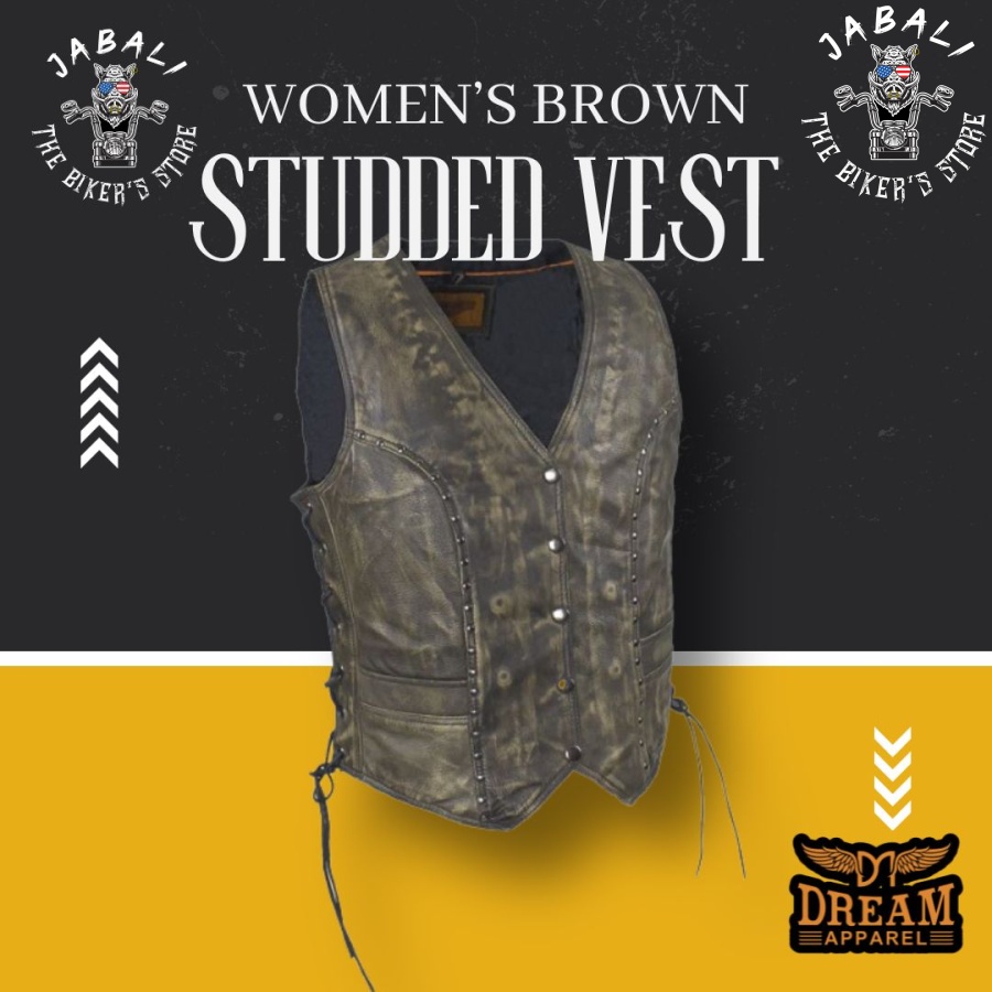 Women's Brown Studded Vest