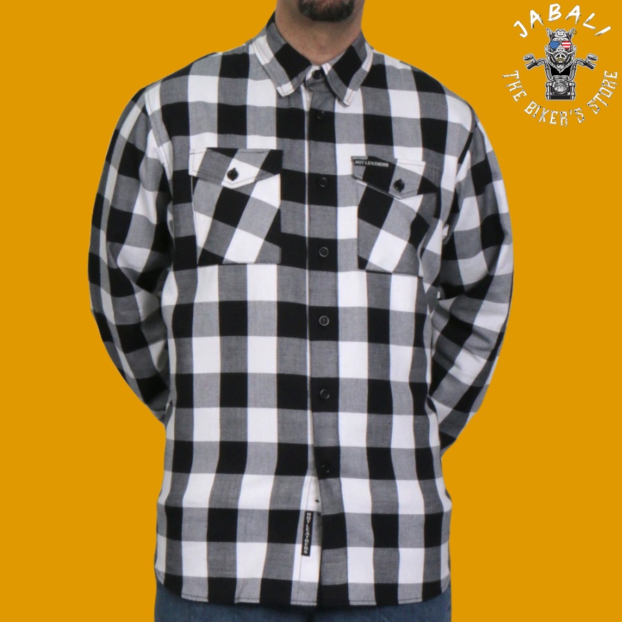 Hot Leathers Black and White Flannel Shirt 01