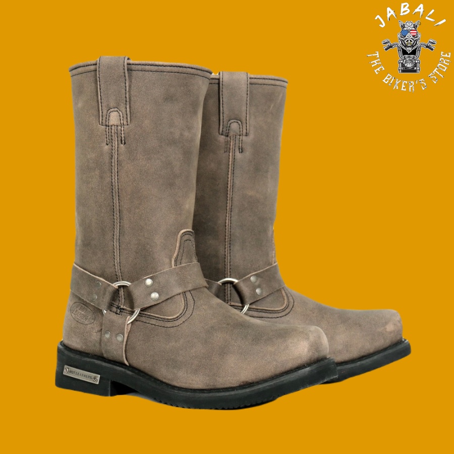 Hot Leathers Stone Wash Brown Harness Boots 01