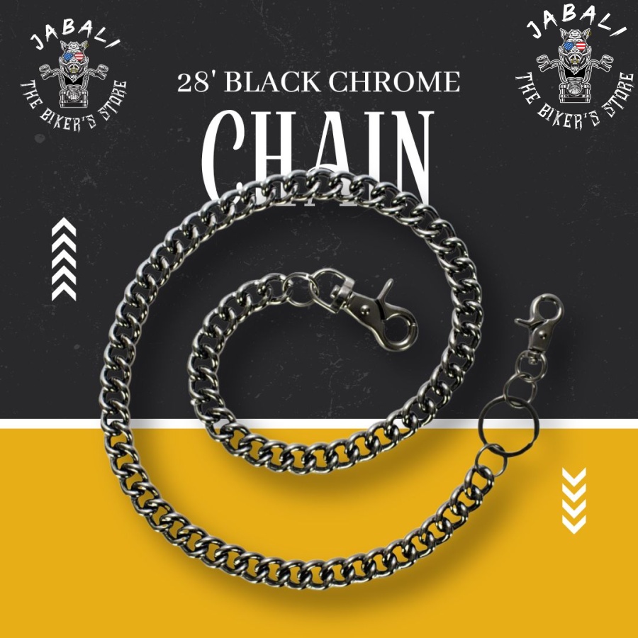 28 Black Chrome Biker Chain